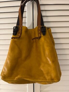 Anthropologie Holding Horses Cognac and Mustard Hobo/Tote Leather